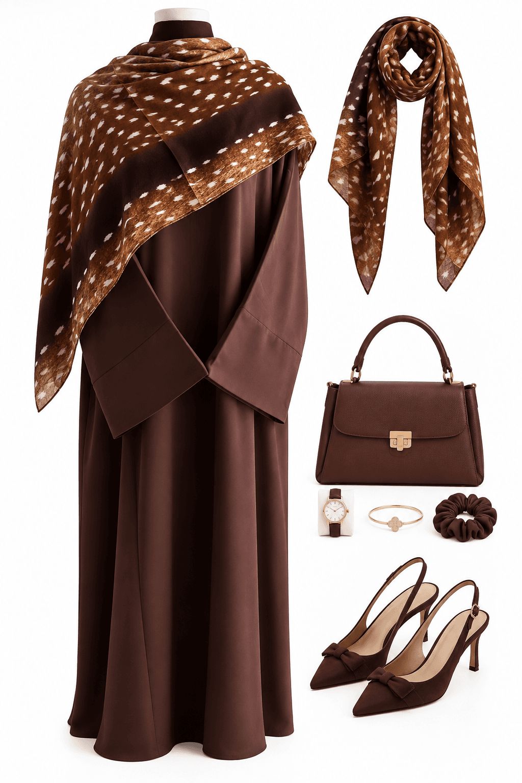Pack Hijeb+Foulard Marron